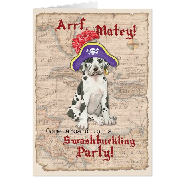 Great Dane Pirate Invitation (Front)