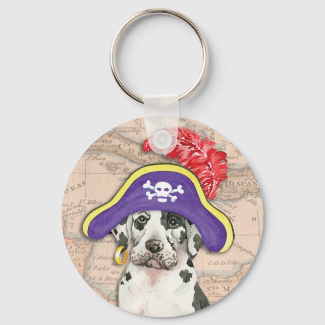 Great Dane Pirate Keychain (Front)