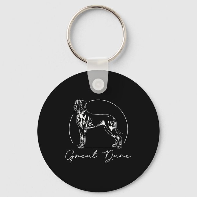 Great Dane portrait dog mom Keychain (Front)