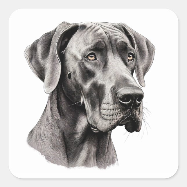 Great Dane portrait drawing Square Sticker (Front)