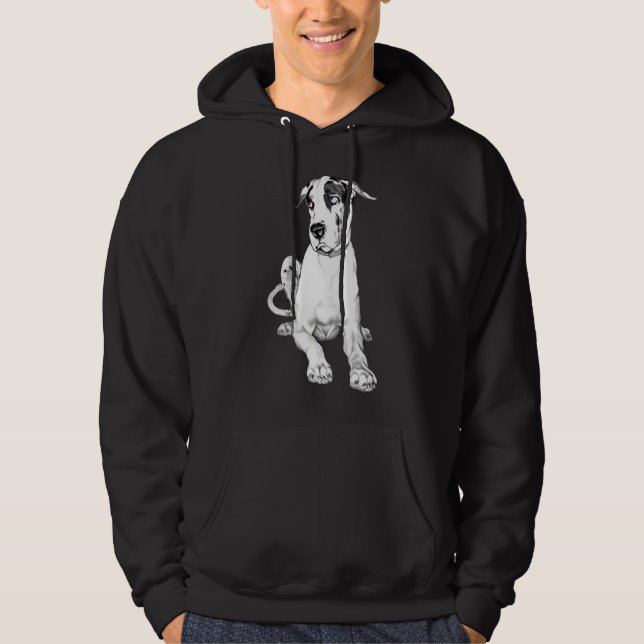 Great Dane Pouting Harlequin Hoodie (Front)