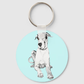 Great Dane Pouting Harlequin Keychain