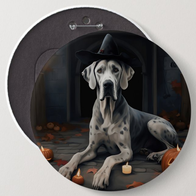 Great Dane Pumpkins Halloween Scary Flip Button (Front & Back)