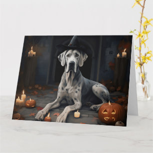 Great Dane Pumpkins Halloween Scary Flip Card