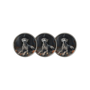 Great Dane Pumpkins Halloween Scary Flip Golf Ball Marker