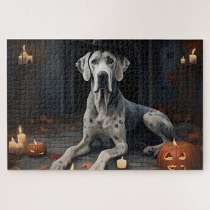 Great Dane Pumpkins Halloween Scary Flip Jigsaw Puzzle