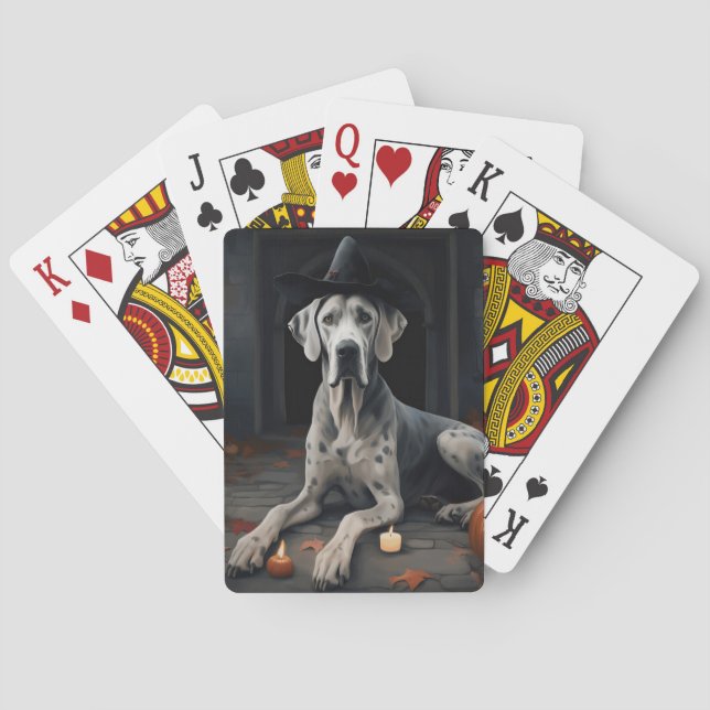 Great Dane Pumpkins Halloween Scary Flip Poker Cards (Back)