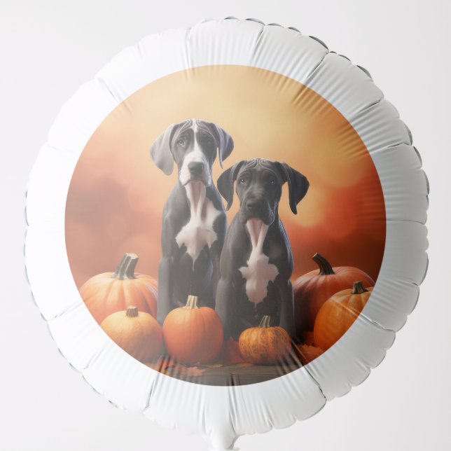 Great Dane Puppy Autumn Delight Pumpkin Balloon (Front)