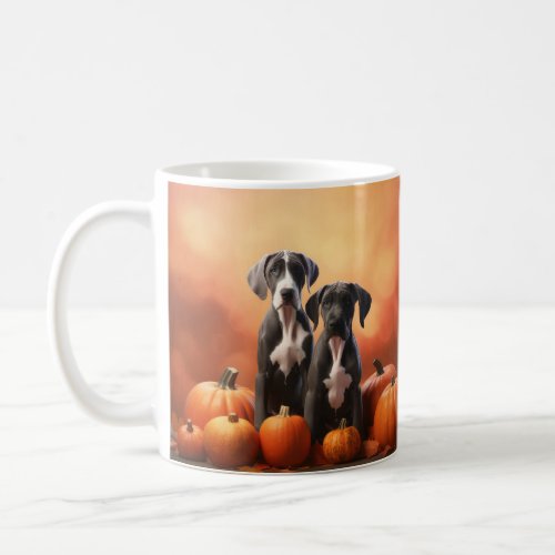 Great Dane Puppy Autumn Delight Pumpkin Coffee Mug