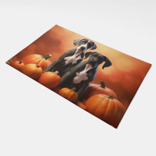 Great Dane Puppy Autumn Delight Pumpkin Doormat