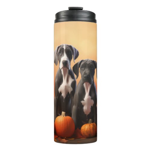 Great Dane Puppy Autumn Delight Pumpkin Thermal Tumbler