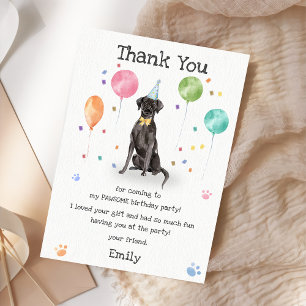 Great Dane Puppy Dog Birthday Party Thank You Card