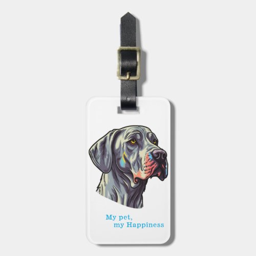 Great dane puppy front  luggage tag