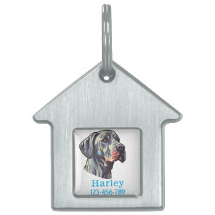 Great dane puppy front pet ID tag