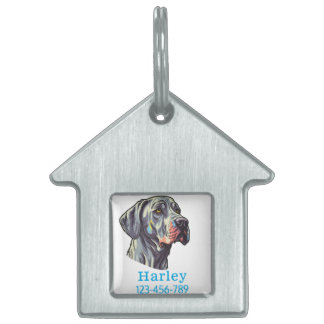 Great dane puppy front | pet ID tag