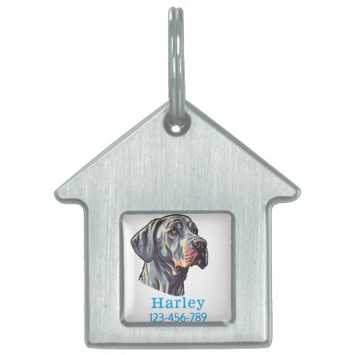 Great dane puppy front  pet ID tag