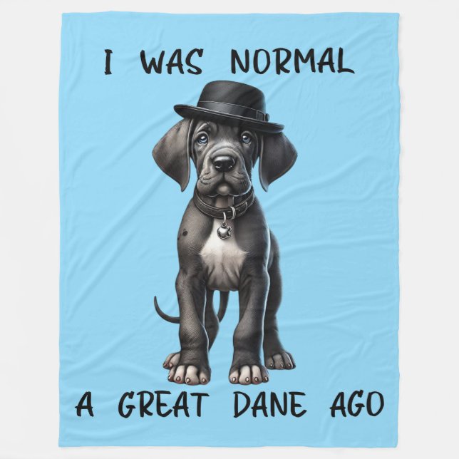 Great Dane Puppy Funny Fleece Blanket (Front)