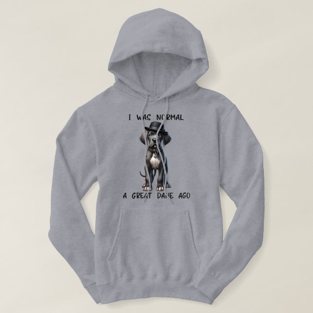 Great Dane Puppy Funny Hoodie (Design Front)