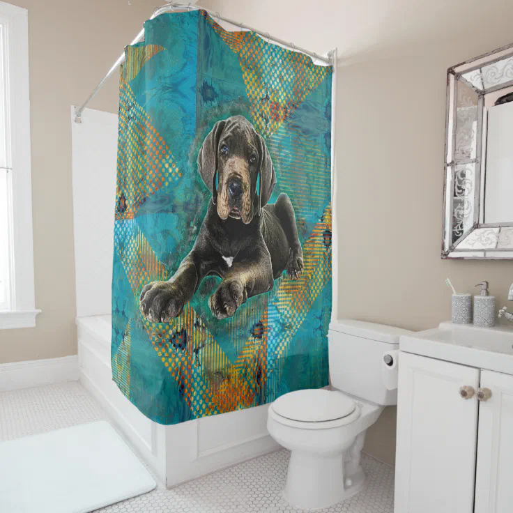 Great Dane Puppy Shower Curtain | Zazzle