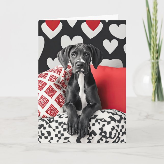 Great Dane Puppy Valentine Card (Front)