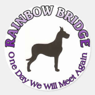 GREAT DANE RAINBOW BRIDGE SYMPATHY CLASSIC ROUND STICKER
