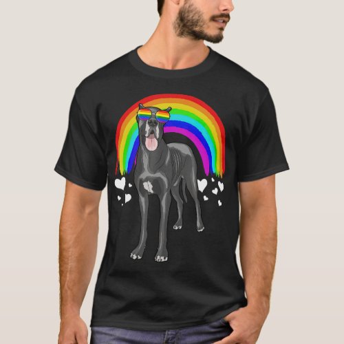 Great Dane Rainbow Sunglasses Gay Pride LGBT T_Shirt