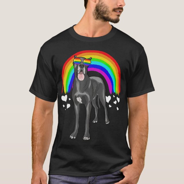 Great Dane Rainbow Sunglasses Gay Pride LGBT T-Shirt (Front)