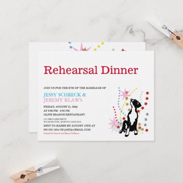 Great Dane Rehearsal Invitation (Front/Back In Situ)