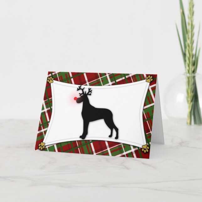Great Dane Reindeer Christmas Card (Front)