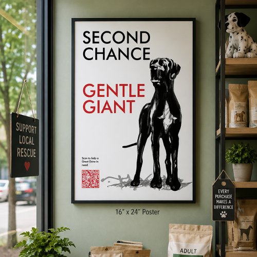 Great Dane Rescue QR Code Poster