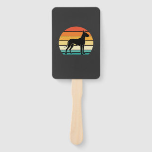 Great Dane Retro Sunset Dog Silhouette Hand Fan