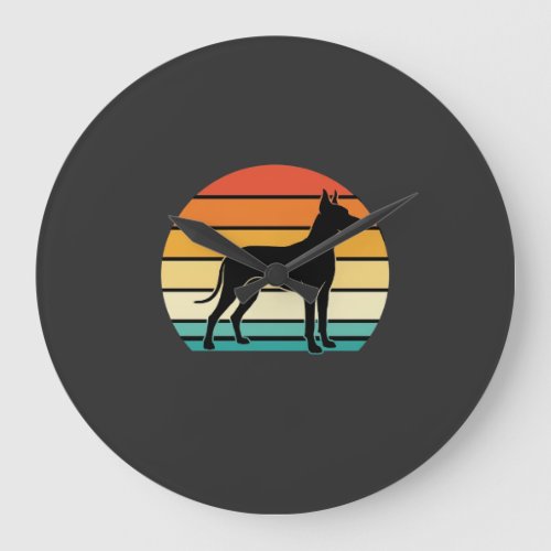 Great Dane Retro Sunset Dog Silhouette Large Clock