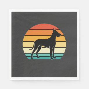 Great Dane Retro Sunset Dog Silhouette Napkins