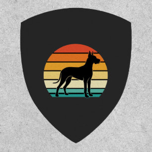 Great Dane Retro Sunset Dog Silhouette Patch