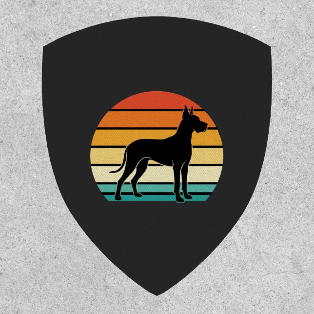 Great Dane Retro Sunset Dog Silhouette Patch (Front)