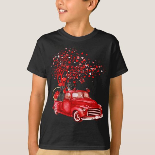 Great Dane Riding Red Truck Valentine Butterfly He T_Shirt