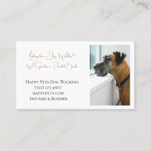 Great Dane Sadly Looking Out Window for Dog Walker Business Card