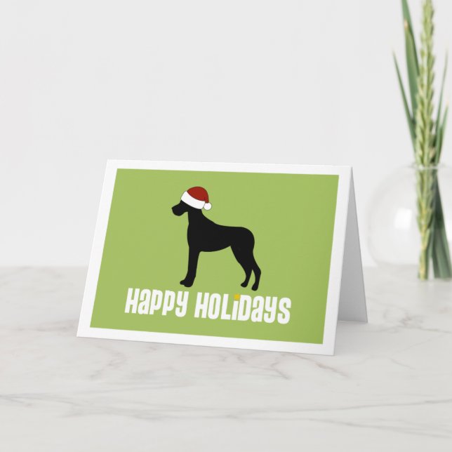 Great Dane Santa Hat Holiday Card (Front)