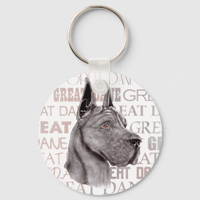 Great Dane Show Colors Black Keychain (Front)