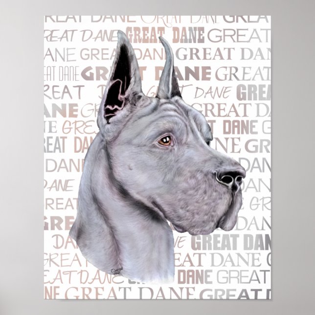 Great Dane Show Colors Blue Poster (Front)