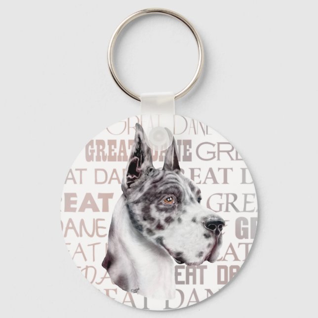 Great Dane Show Colors Harlequin Keychain (Front)