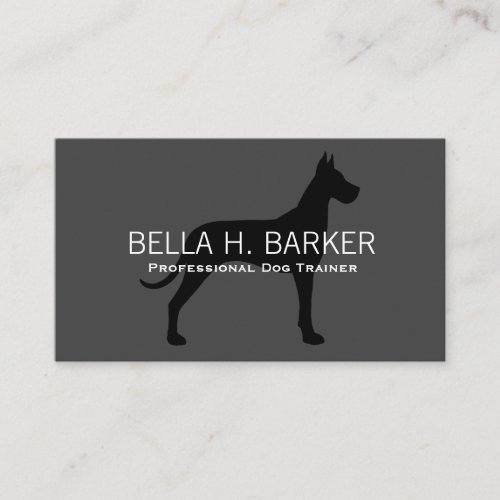 Great Dane Silhouette Black on Grey Business Card
