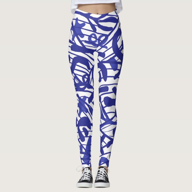 Great Dane Silhouette blue  Pattern  Leggings (Front)
