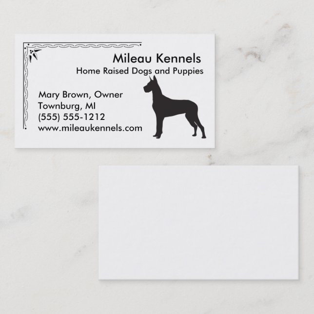 Great Dane Silhouette Business Card (Front/Back)