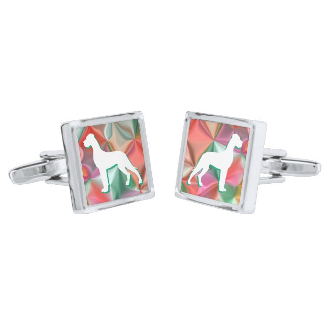 Great Dane Silhouette colors Cufflinks (Angled)