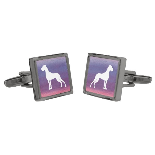 Great Dane Silhouette  Cufflinks (Angled)