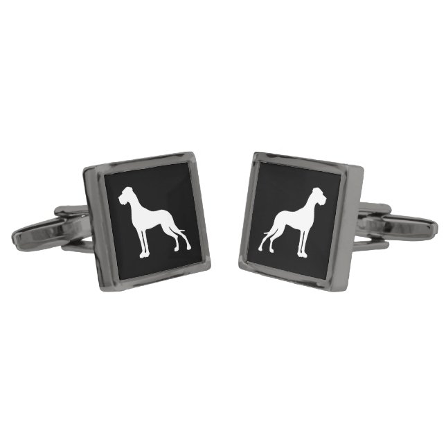 Great Dane Silhouette  Cufflinks (Angled)