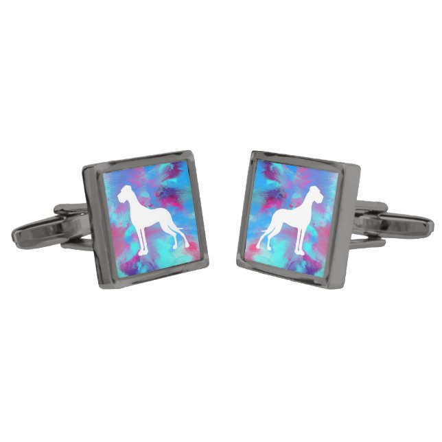 Great Dane Silhouette  Cufflinks (Angled)
