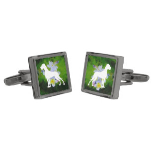 Great Dane Silhouette forget me not Cufflinks