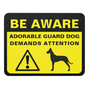 Great Dane Silhouette Funny Guard Dog Warning Door Sign